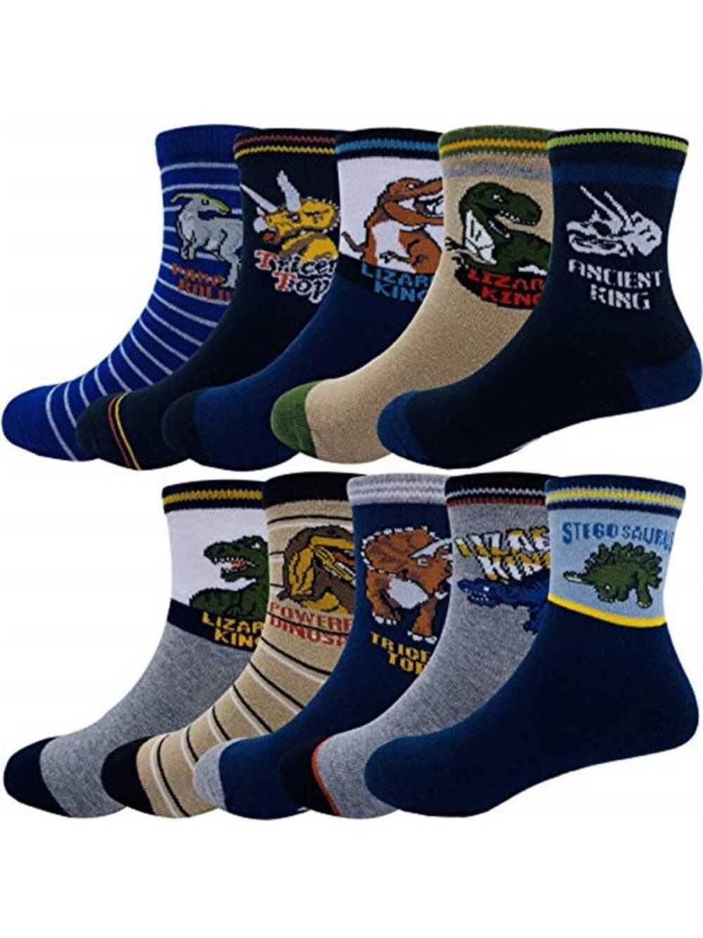 10 Pairs Kids Boys Cartoon Dinosaurs Pattern Sport Socks